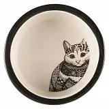 Миска керамическая для кошек Трикси 25120 белая/черная 0.3л/ф 12 см