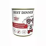 Консервы для взрослых собак и щенков с 6 месяцев Best Dinner Premium Меню №3 Говядина/кролик 340г